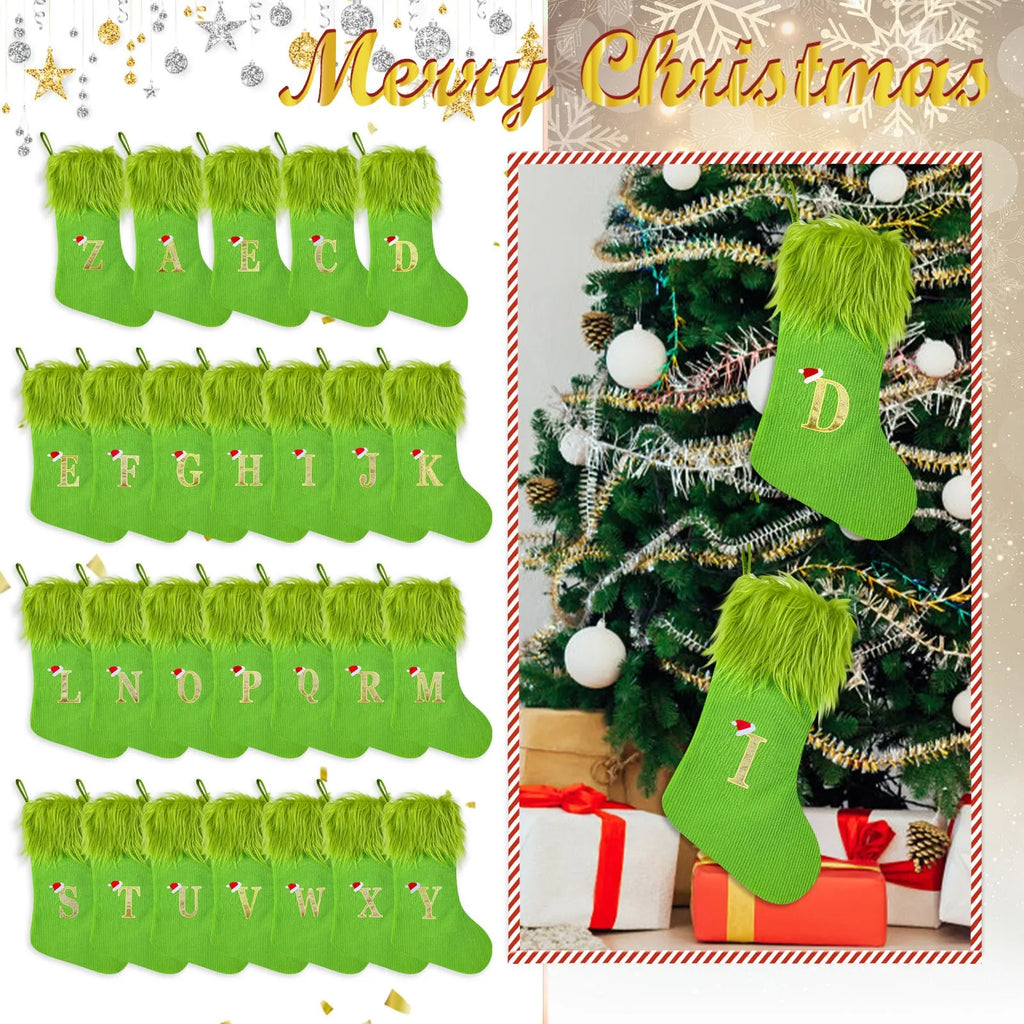 Large Knitted Christmas Stockings – Alphabet Letter Holiday Decor Christmas Stocking Oasis Select