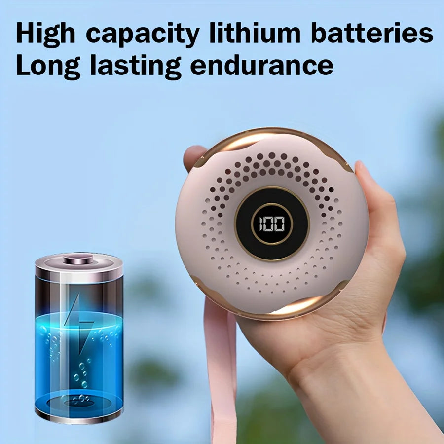 URGGU Rechargeable Neck Fan – 3-Speed Portable USB Cooling Fan
