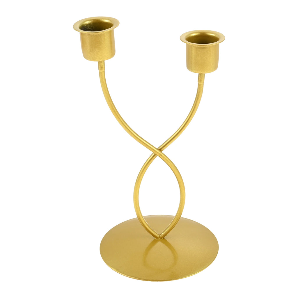 Fits for Living Room,study Room,Decorate Birthday Parties,candlelight Dinners 1Pc 2-head Golden Curved Candlestick Nordic Design Oasis Select