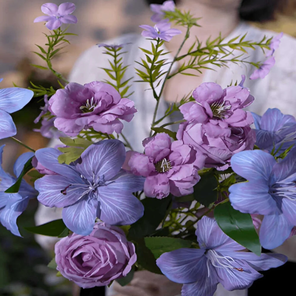 Purple Simulated Flower Simulated Artificial Flower Bouquet Silk Cloth Flowers Soft Monet Garden Flowers For Window Display Home Oasis Select