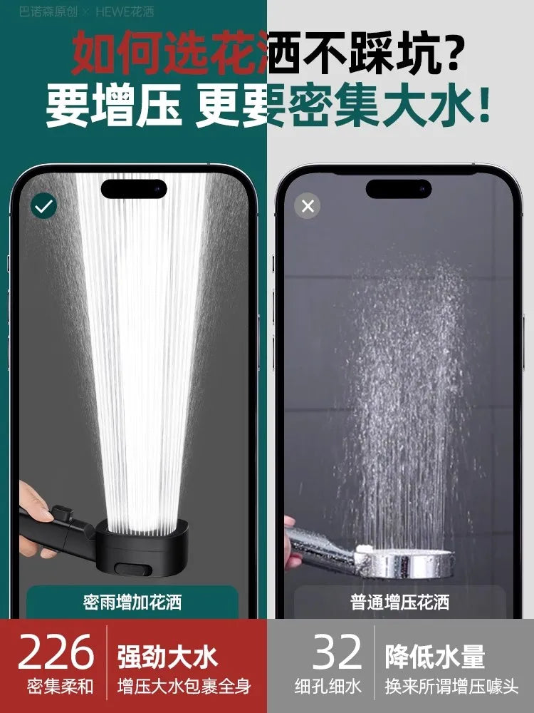 New 3 Modes High Pressure Shower Head Water Saving Shower Adjustable One-Key Stop Water Massage Sprayer Bathroom Accessories Oasis Select