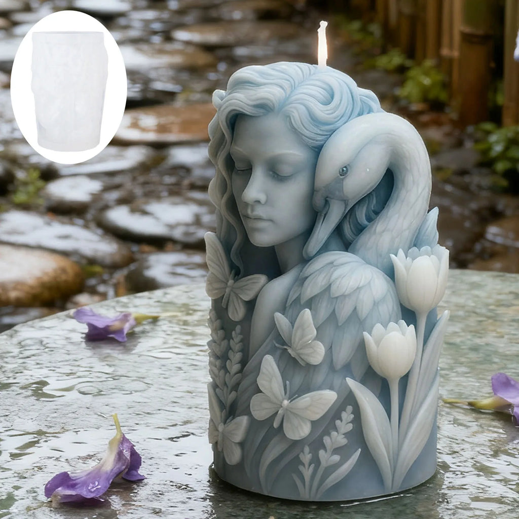 Elegant swan goddess candle mold, durable and reusable silicone mold, suitable for home décor and Christmas decorations. Oasis Select