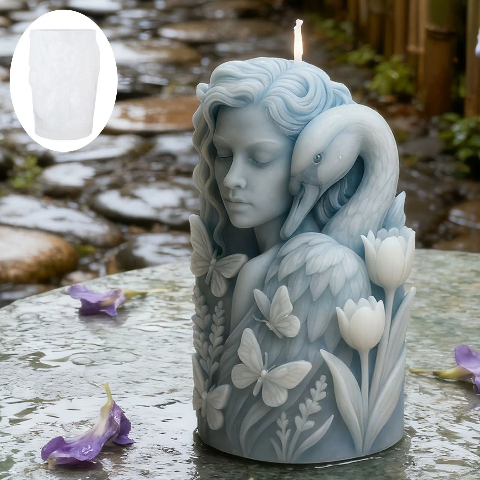 Elegant swan goddess candle mold, durable and reusable silicone mold, suitable for home décor and Christmas decorations. Oasis Select