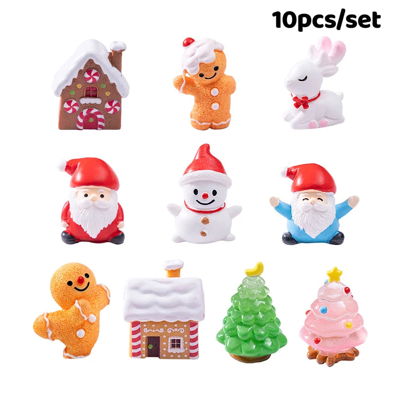 Resin Miniatures Christmas Decorations Snowman Santa Claus Christmas Tree Reindeer Figurines Ornaments New Year Child Gifts Oasis Select A11