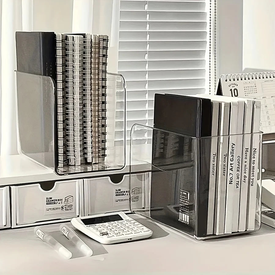 Clear Acrylic Bookends For Desk Office Book Storage Organizer Holder Display Rack Fridge Container Basket Produce Box Desktop Oasis Select