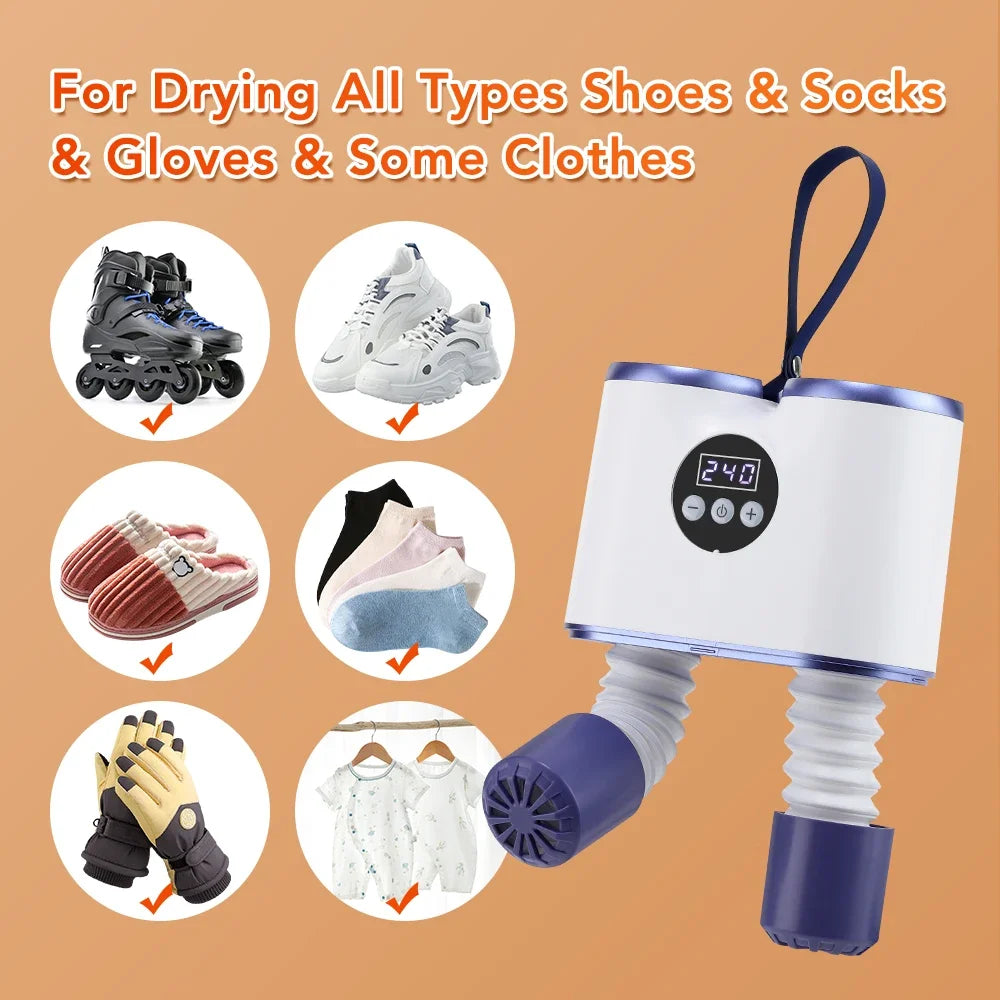 AFDEAL Portable Shoe Dryer | PTC Heat, Timer, Flex Hose