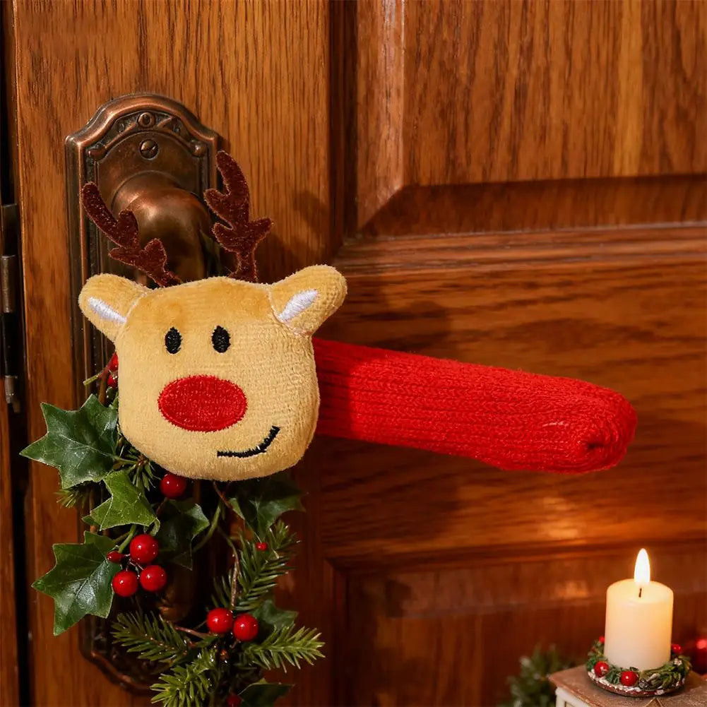 NEW Christmas Decorations Door Handle Covers with Hanging Bells Soft Christmas Decors Xmas Pendant For Festives Accessories Oasis Select