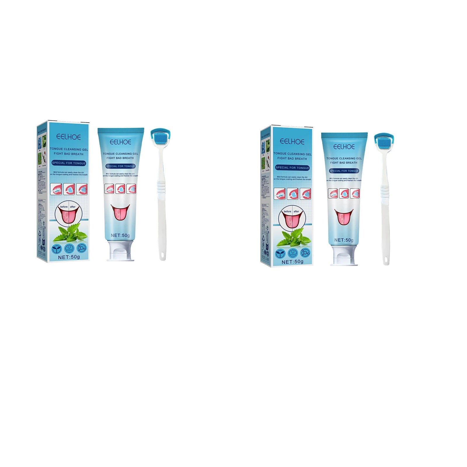 EELHOE Tongue Cleaning Gel & Brush Kit – Fresh Breath Oral Care
