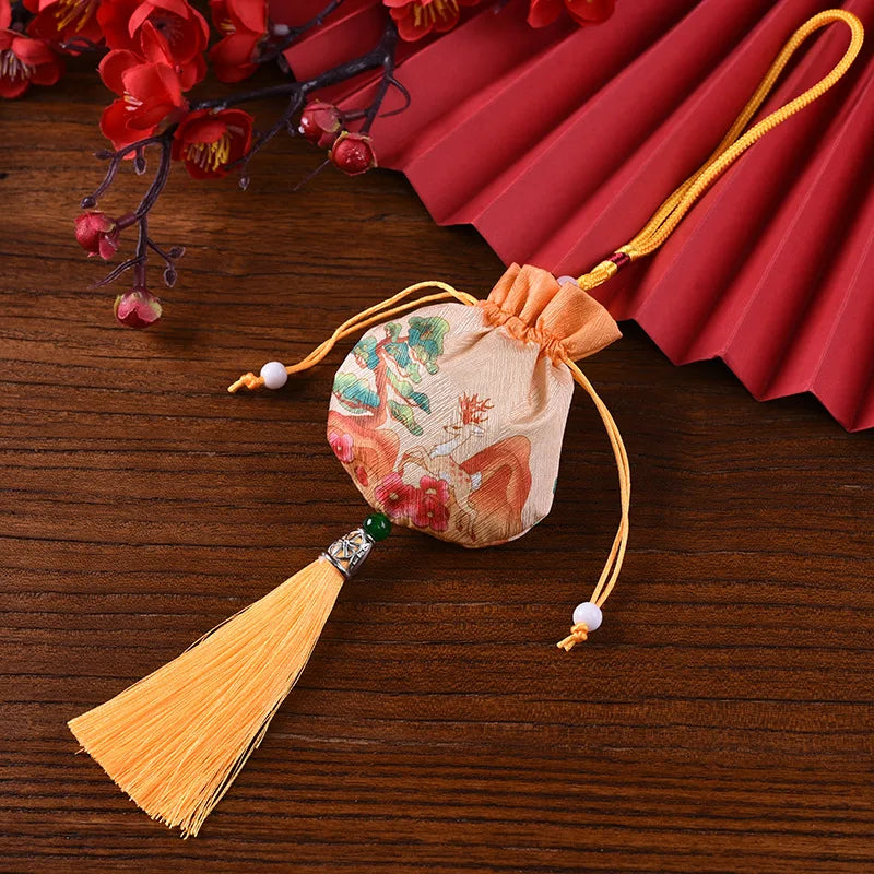 2025 New Year Retro Brocade Sachet Bag Chinese Pouch Pendant Carrying Ancient Style Small Salon Lucky Bags Empty Bags Oasis Select yellow Other