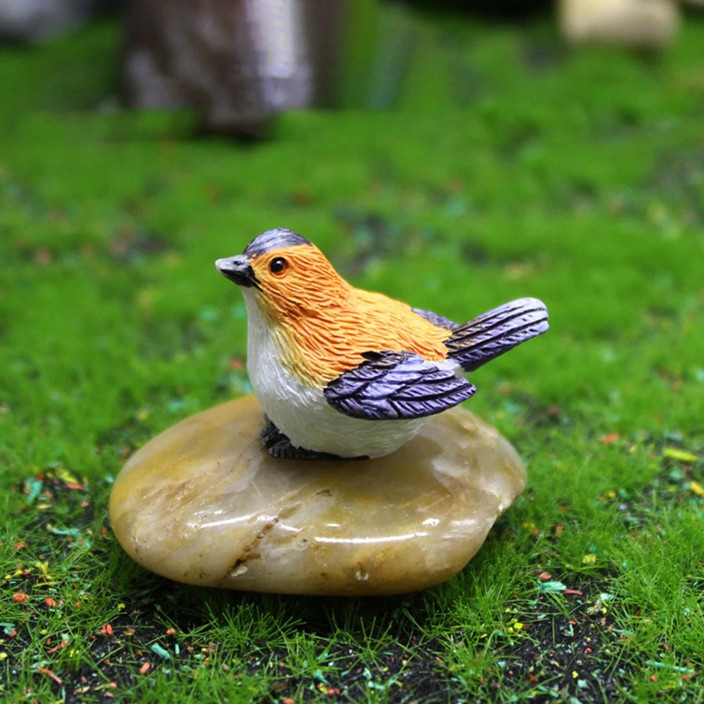 Crafts Dollhouse Little Birds Animal Model Succulent Plant Home Decor Fairy Garden Decor Micro Landscape Miniature Figurines Oasis Select S-Orange Bird