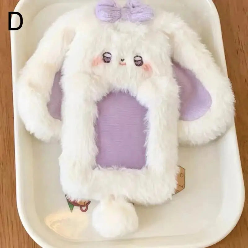 Cute Plush Rabbit Photocard Holder Soft Animal Design Anti-Scratch ID Card Case for Students School Daily Use 1Pcs Oasis Select D