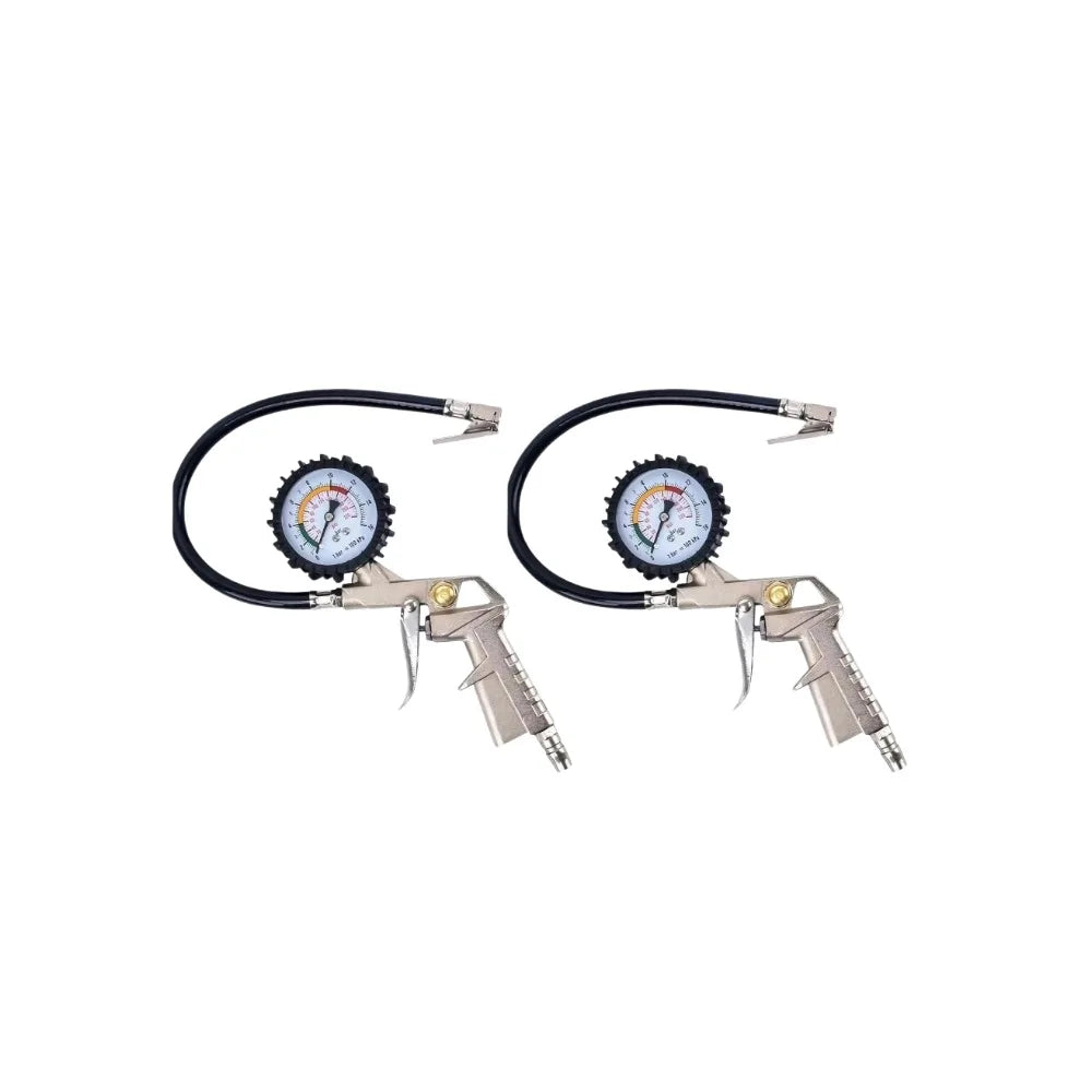 220Psi Auto Tire Pressure Gauge Pressure Gun Type For Air Compressor Car SUV Motorcycle Inflator Pump Tire Repair Tool Oasis Select Silvery-2pcs