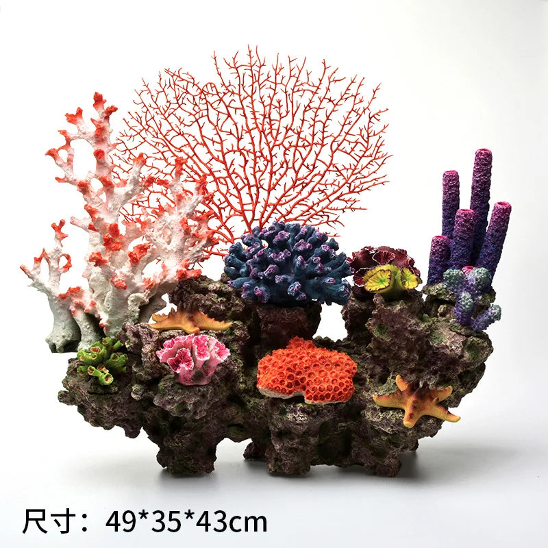 Betta Fishbowl Ornaments Large Coral Reef Stone Island Pet Artificial Aquarium Terrarium Resin Hideout Aquario Plant Accesories Oasis Select Style 20