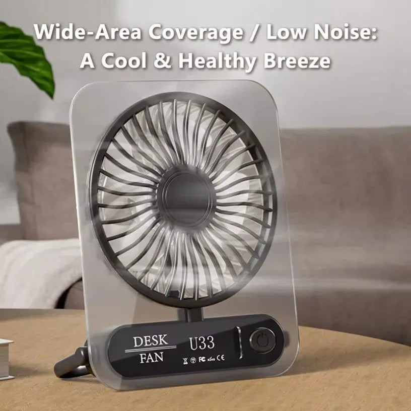 2026 New Transparent Desktop Fan Hanging Brushless Motor Low Noise Natural Wind Digital Display Type C Fan For Office Bedroom Oasis Select
