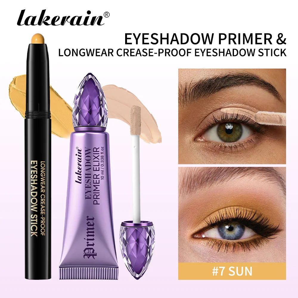 Eyeshadow Stick & Primer Set Waterproof Long-lasting Pigmented Cream Eyeshadow And Primer Base Sleamless Vibrant Eyes Makeup Oasis Select SET 7