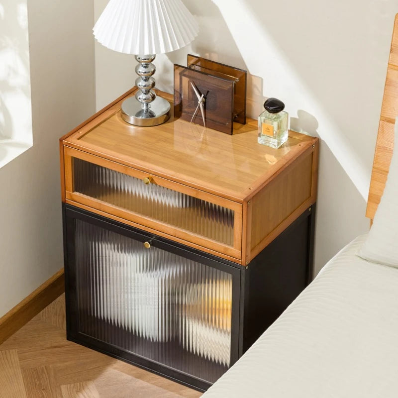 Solid wood bedside table simple retro locker small simple bedroom home 2025 new bedside shelf cabinet Oasis Select