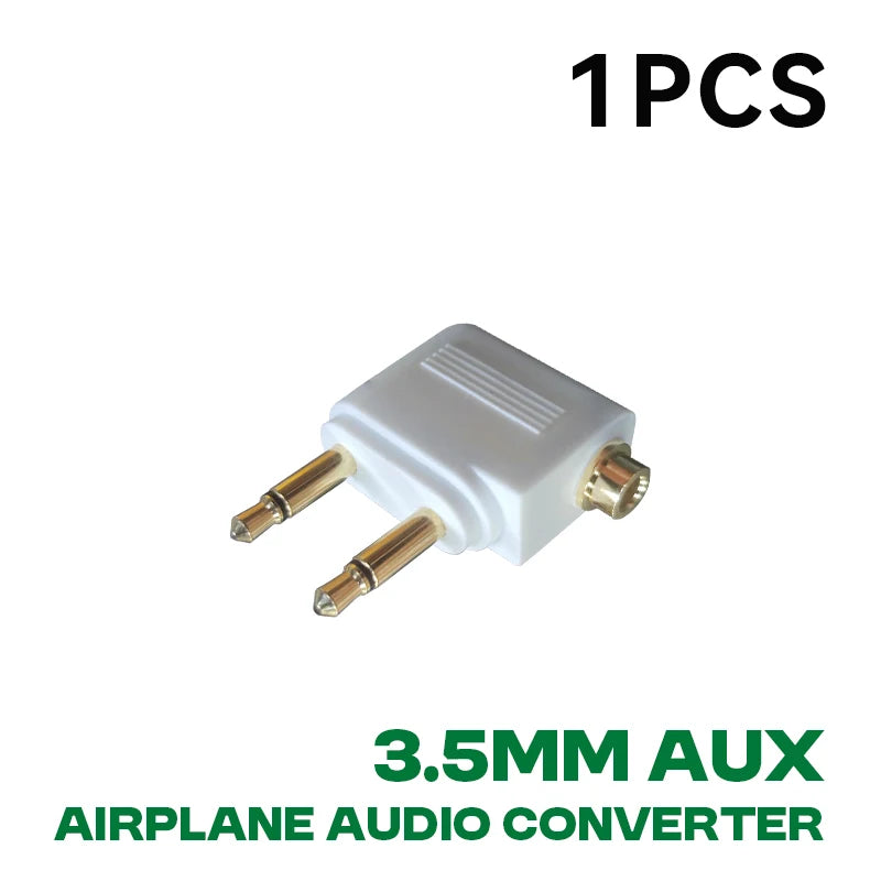 Wholesale 1-10PCS/Lot 3.5MM AUX Airplane Audio Converter Airline Aircraft Headphone Plug Jack Audio Adapter For Aircraft Travel Oasis Select 1PCS White