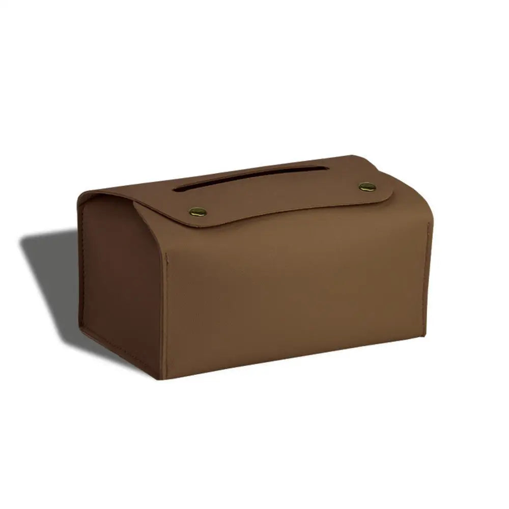 PU Leather Napkin Holder Tissue Bag Foldable Paper Organizers Box Oasis Select Brown