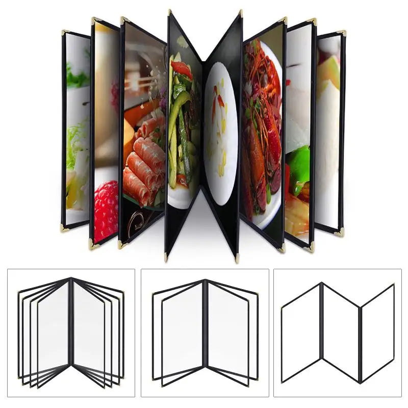 Foldable A4 PVC Menu Cover Transparent Double Panels Reusable Holder for Family Gathering Dinner Party Oasis Select