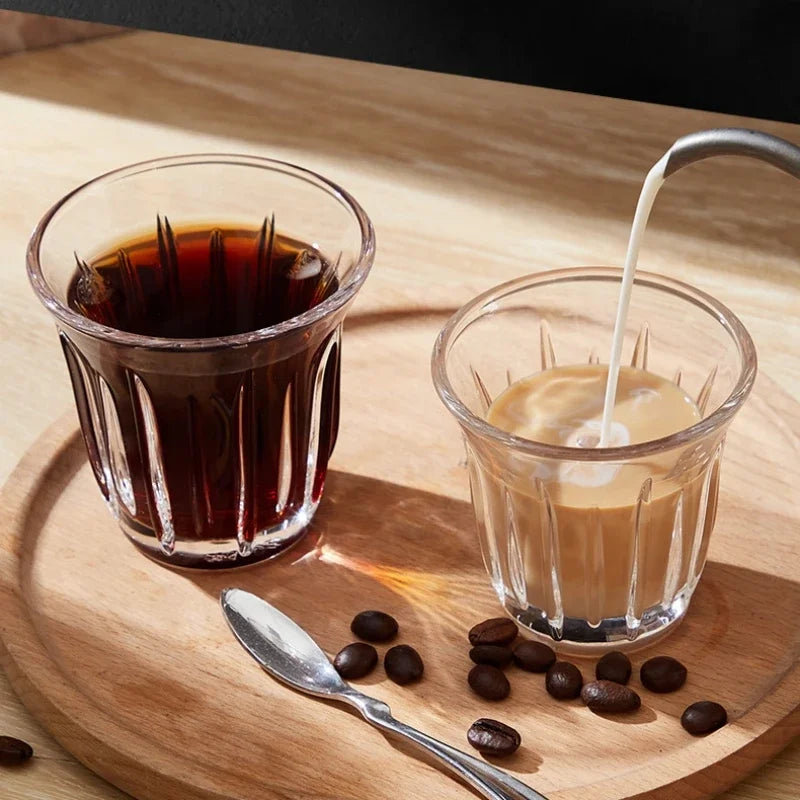 90-200ML Glass Coffee Cup Espresso Mug Art Striped Anti-scald Mocha Juice Cocktails Coffee Mugs for Latte Cappuccino Tea Cafe Oasis Select