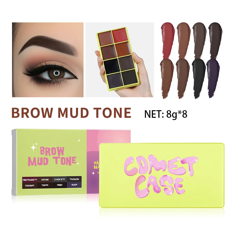 8-Color Blusher Cream Plate Highlighter Palette Face Blush Cosmetics Long Lasting Waterproof Concealer Natural Look Matte Makeup Oasis Select 2 Brow Mud Tone