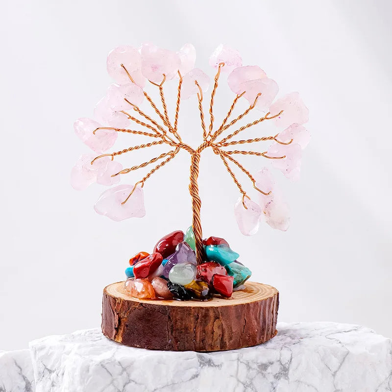 Lucky Mini Tree Natural Crystal Wire Winding Amethyst Citrine Gravel Home Office Feng Shui Decoration Crafts Money Trees Gifts Oasis Select 3