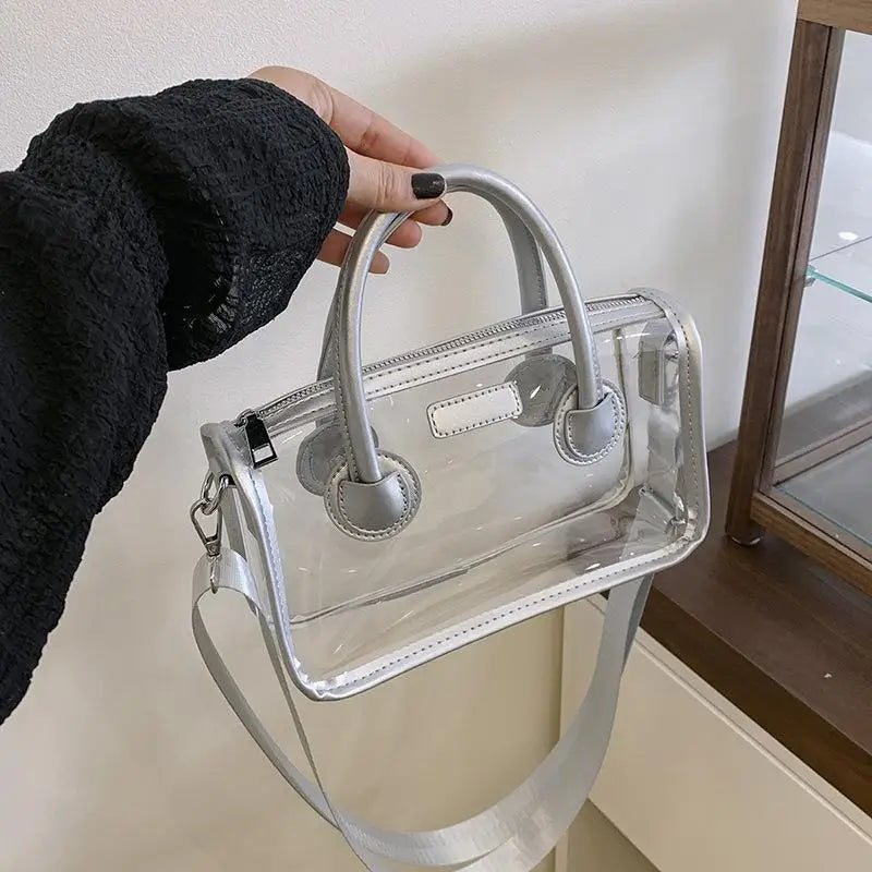 Transparent Jelly Shoulder Bag – Waterproof Square Crossbody Purse