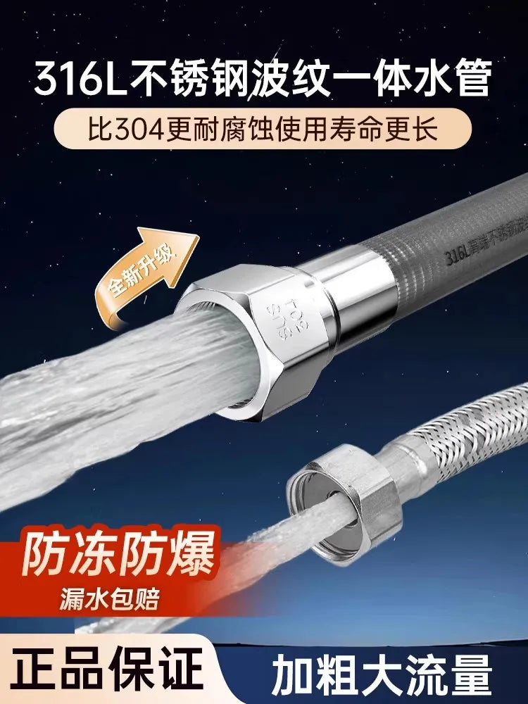 1pcs 20-200cm Basin&Toilet Flexible G1/2" 304 Stainless Steel Bathroom Plumbing Hose Heater Corrugated Pipes with Wrench Pipe Oasis Select