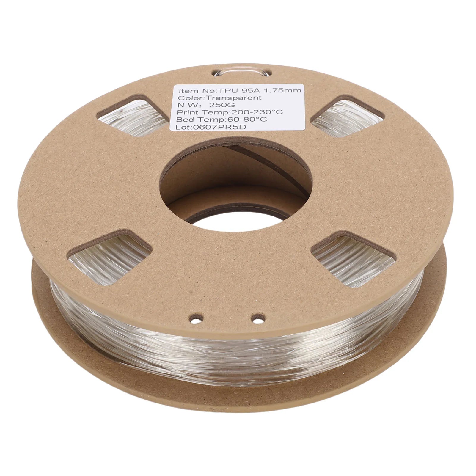 3D Printer Filament TPU Filament 1.75mm 95A 250g High Elasticity Flexible 3D Printer Filament for Most 3D Printers Transparent Oasis Select Transparent