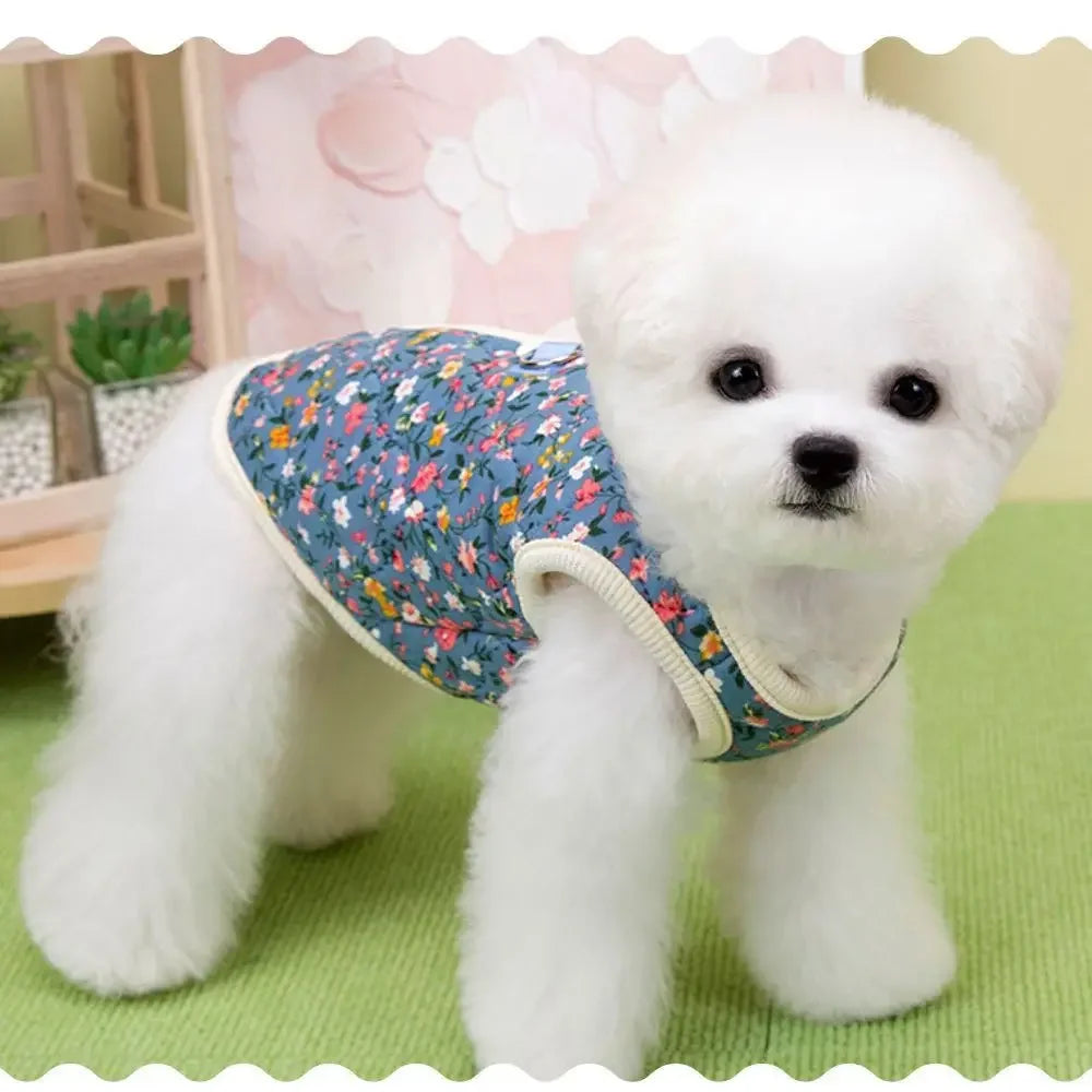 Floral Fleece Dog Vest | Warm Winter Coat for Small Dogs