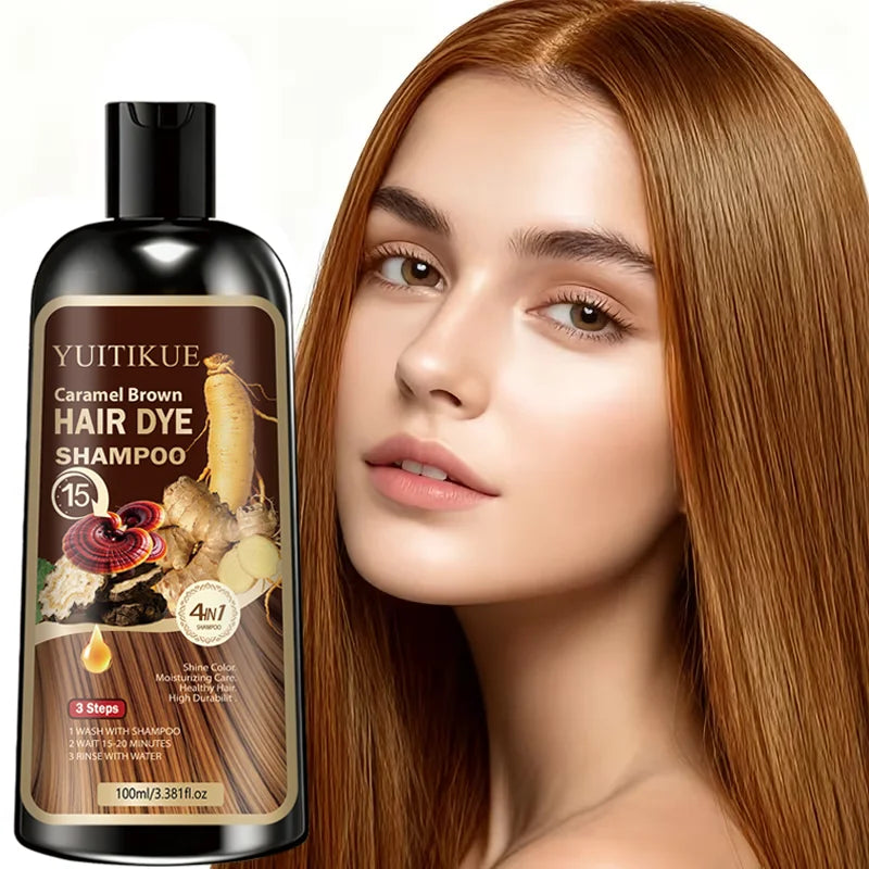 Herbal Hair Dye Shampoo – Reishi & Ginseng Gray Coverage Brown
