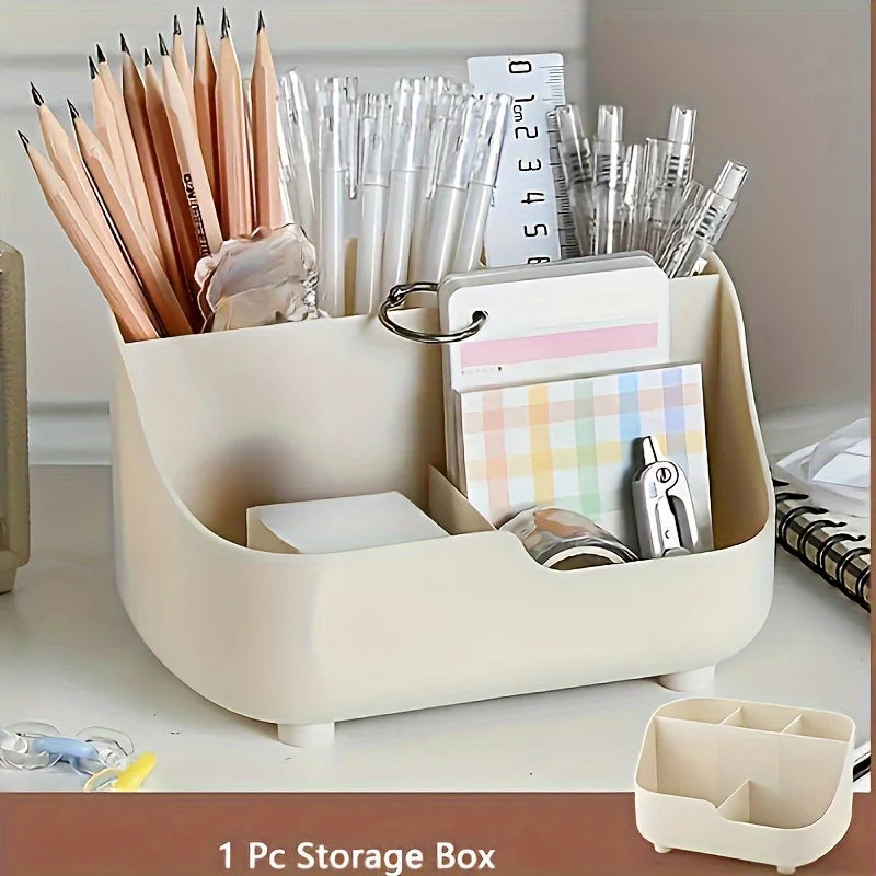 Large-capacity desktop storage box, compartmentalized storage box, simple pen holder, cosmetic and stationery storage basket Oasis Select