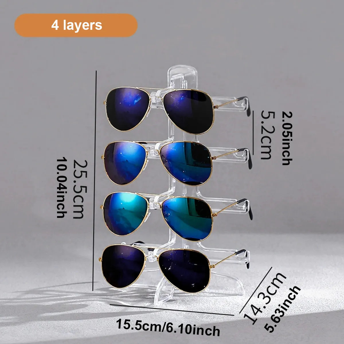 1pc Transparent multi-layer eyeglass frame, sunglasses display frame, desktop storage frame, minimalist storage frame Oasis Select 4 layers
