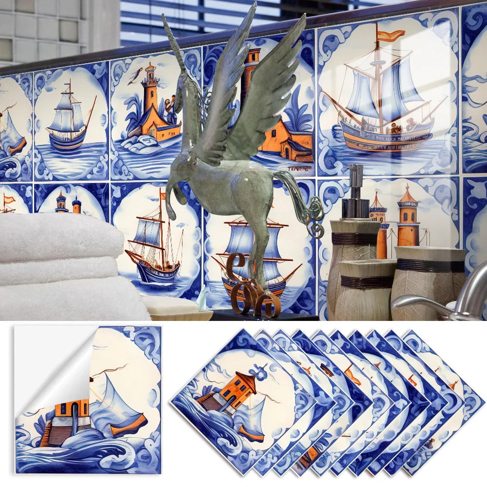 Home Decor Wall Stickers Kitchen Bathroom Refurbished Self-adhesive Paper Wall Stickers Wall Decoration Oasis Select TS348 10x10cm-10 pieces