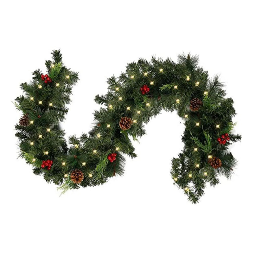 Christmas Red Berry Garland 180cm/270cm | Festive Rattan Decor