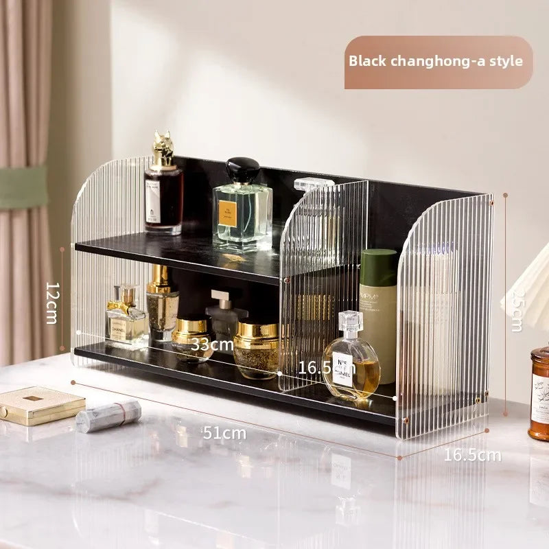 Multi-functional Cosmetics Storage Box Dresser Shelf Skin Care Products Perfume Shelf Desktop Premium Acrylic Storage Shelf Oasis Select Black Changhong A