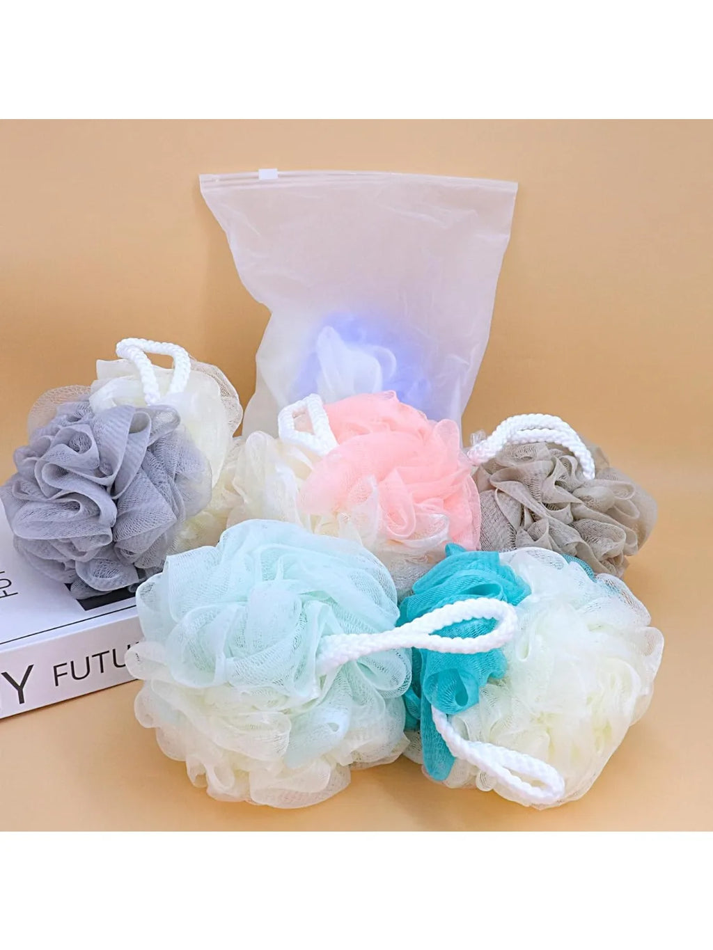 3PCS Exfoliating Soft Bath Net, Individually Wrapped, Foam Net Bath Ball, Body Scrub and Back Brush for Skin Cleaning Oasis Select