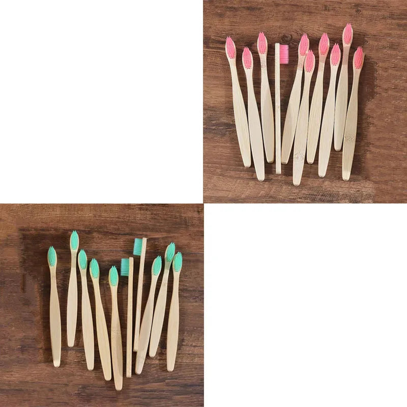 10/20pcs Soft Toothbrush Bristles Bamboo Toothbrush Eco Friendly Childrens Toothbrushes Biodegradable Oral Care Tooth Brush Oasis Select 20pcs mix 3