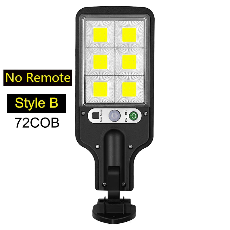 108 COB Sensor Street Lamp 3 Light Modes Outdoor Rechargeable Security Solar Lamps for Garden Patio Path Remote Control Light Oasis Select 72COB