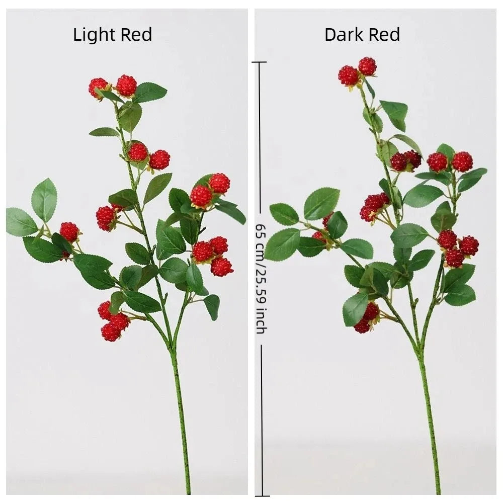 Realistic Artificial Raspberry Branch | Faux Fruit Décor 65cm Artificial Flower Branch Oasis Select