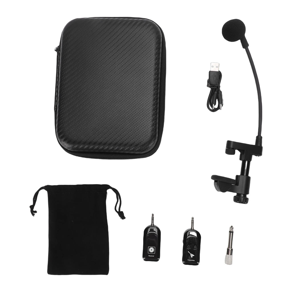 Wireless Instrument Mic Wireless Instrument Microphone 2.4G Violin Cello Guitar Clip On Condenser Mic for Stage Performance Band Oasis Select black