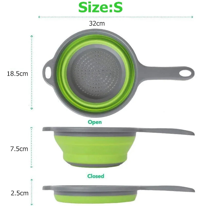 LMETJMA Silicone Collapsible Colander with Handle Kitchen Folding Strainer Colander for Draining Pasta Vegetable Fruit JT111 Oasis Select