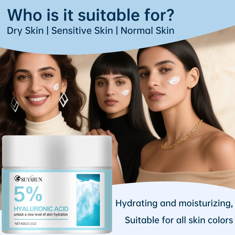 SUYARUN Hyaluronic Acid 5%, Face Cream, Dry Skin, Anti-Aging, Moisturizer, Deep Hydration, Anti-Wrinkle, Firming, Women & Men. Oasis Select