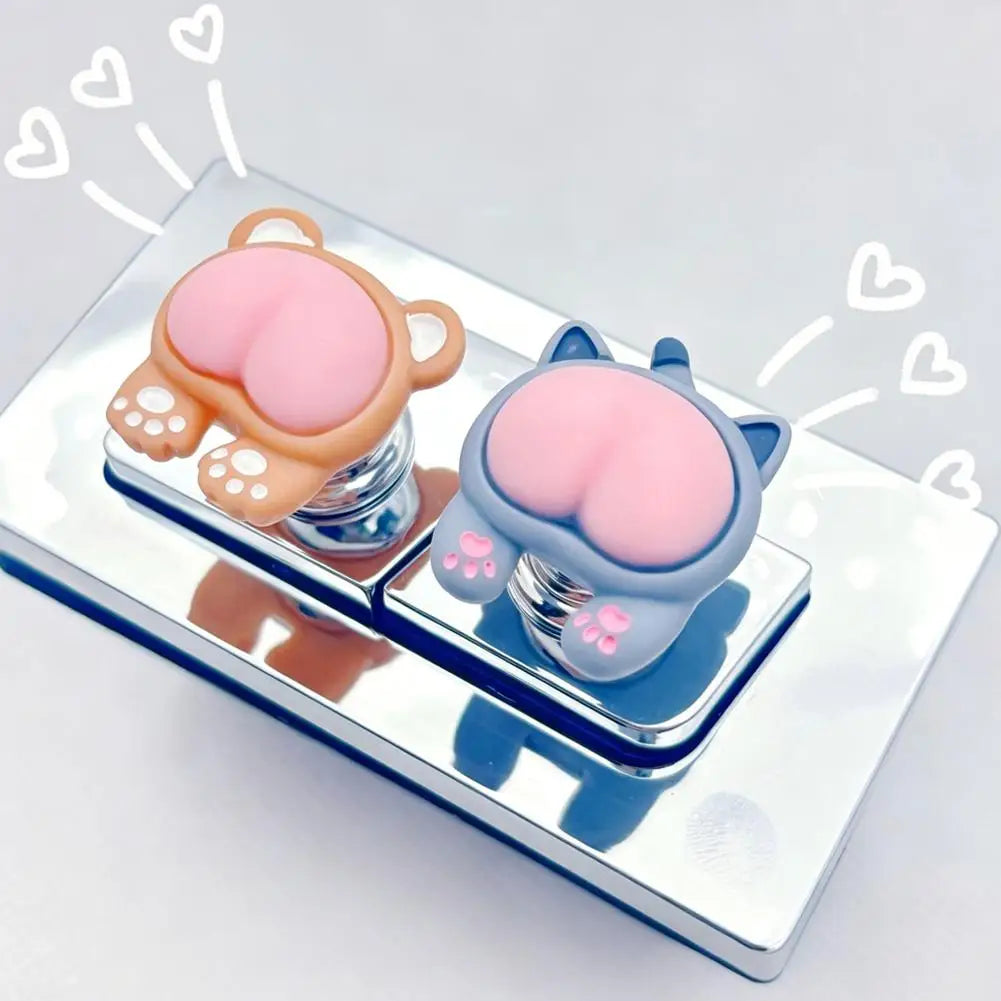 Funny Animal Toilet Flush Button Assistant Silicone Cartoon Button Presser Helper for Long Nails Bathroom Decor Oasis Select