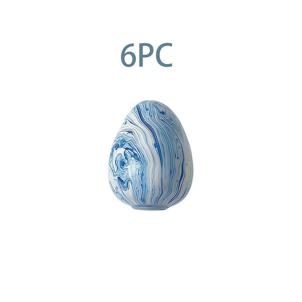 Marbled Egg Stress Relief Toy Squeeze Sensory Fidget Toy Slow Rising Squishy Funny Relax Toy for Anxiety Relief Portable Daily Oasis Select Blue X 6pc