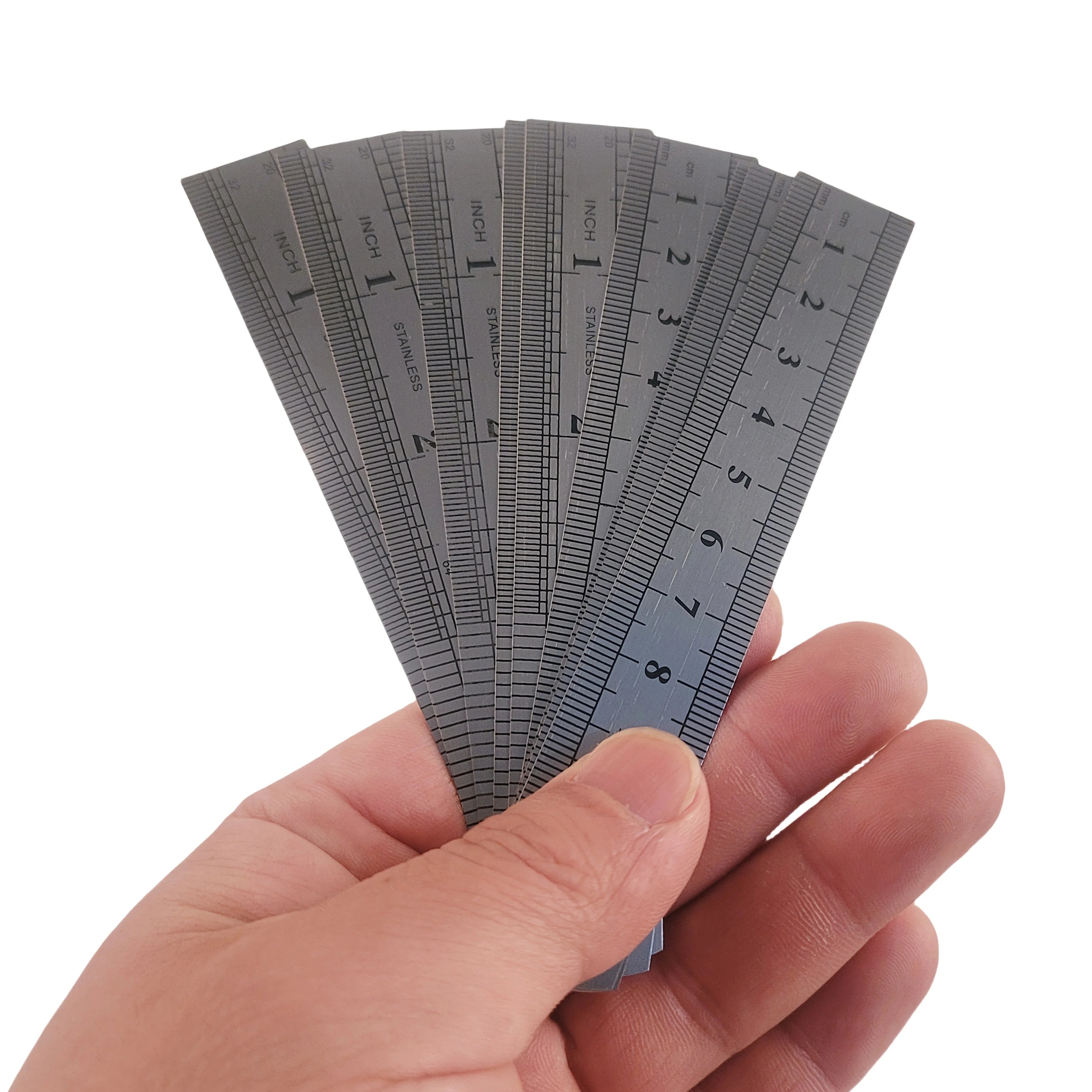 10pcs Precision Stainless Steel Rulers, 4-Inch Double-Sided Metal Rulers with Etched Markings for Teaching and Drawing Oasis Select