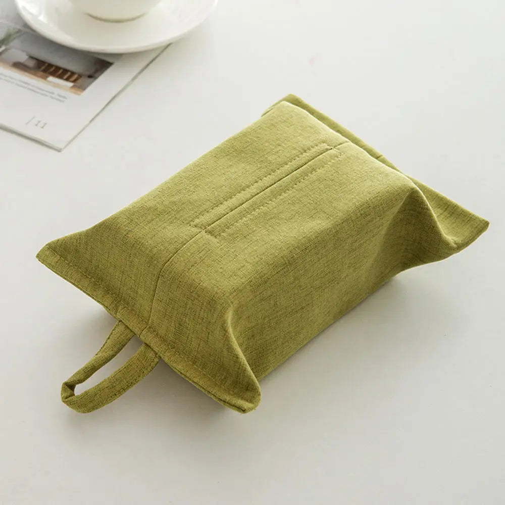 Japanese Style Hanging Napkin Holder Cover Cosmetic Box Case Canvas Cloth Tissue Box Pouch Organizer Home Office Car Accessories Oasis Select Green