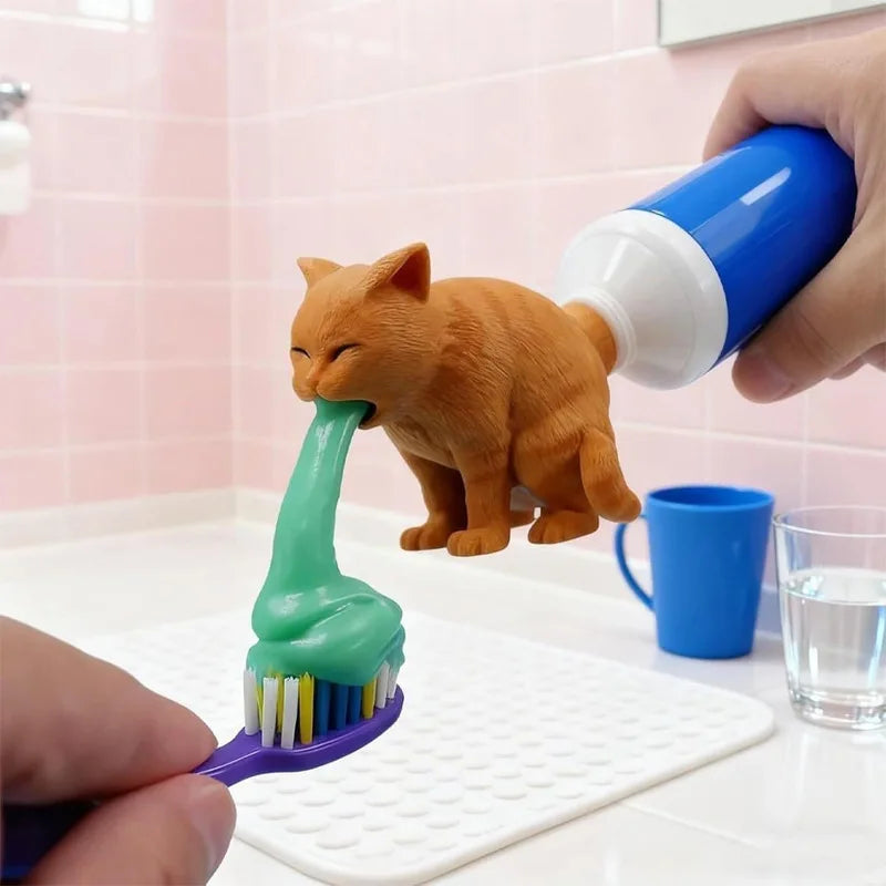 Creative Spoof Cat Vomited Toothpaste Head Funny Bathroom Toothpaste Dispenser Bathroom Accessories Oasis Select