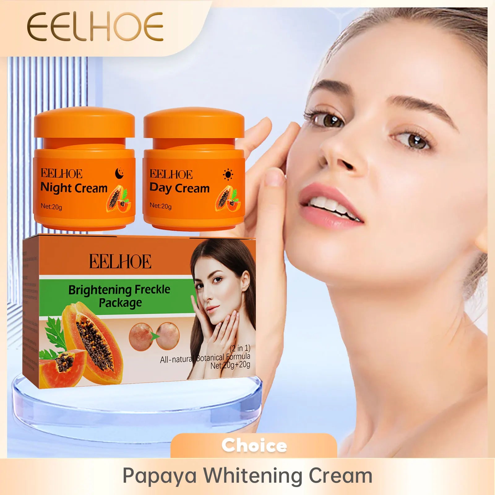 EELHOE Day Night Face Cream Papaya Day Night Even Skin Tone Corrector Removing Blemish Bleaching Nourishing Face Care Cream 1set Oasis Select