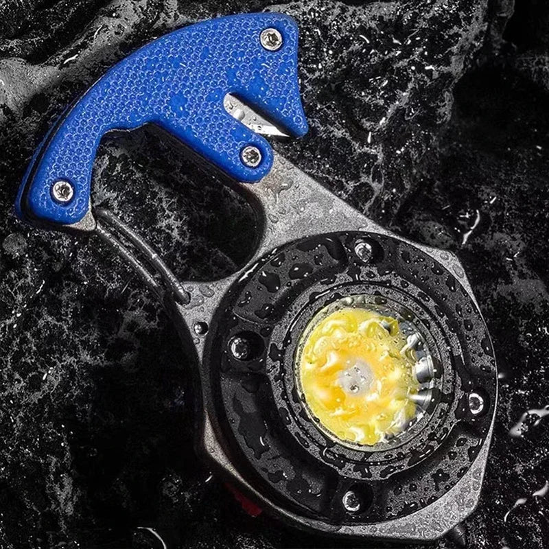Mini COB Keychain Flashlight 7 Modes + Emergency Escape Tool